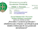 Szkolenie nt.: „Procedury i&nbsp;czynności geodezyjne i&nbsp;administracyjne związane z&nbsp;przebiegiem granic działek ewidencyjnych oraz&nbsp;granicami nieruchomości”