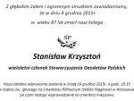 Zmarł kol.&nbsp;Stanisław Krzysztoń