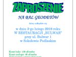 Zapraszamy na&nbsp;BAL GEODETÓW w&nbsp;Sokołowie Podlaskim, 3.02.2018&nbsp;r.
