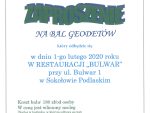 Zapraszamy na&nbsp;BAL GEODETÓW w&nbsp;Sokołowie Podlaskim, 1.02.2020&nbsp;r.