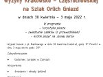 Wycieczka do&nbsp;Wyżyny Krakowsko-Częstochowskiej na&nbsp;Szlak Orlich Gniazd  dn.30.04-3.05.2022&nbsp;r.